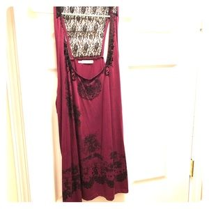 Maroon plus size Maurices tank top with accents